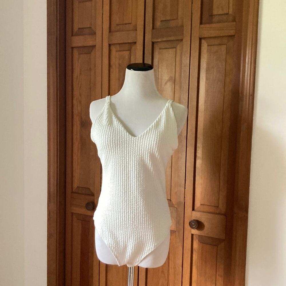 Cream One Piece Bathing Suit, Size S